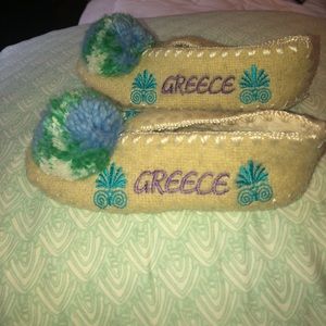 Traditional Greek Woolen and Leather Slippers